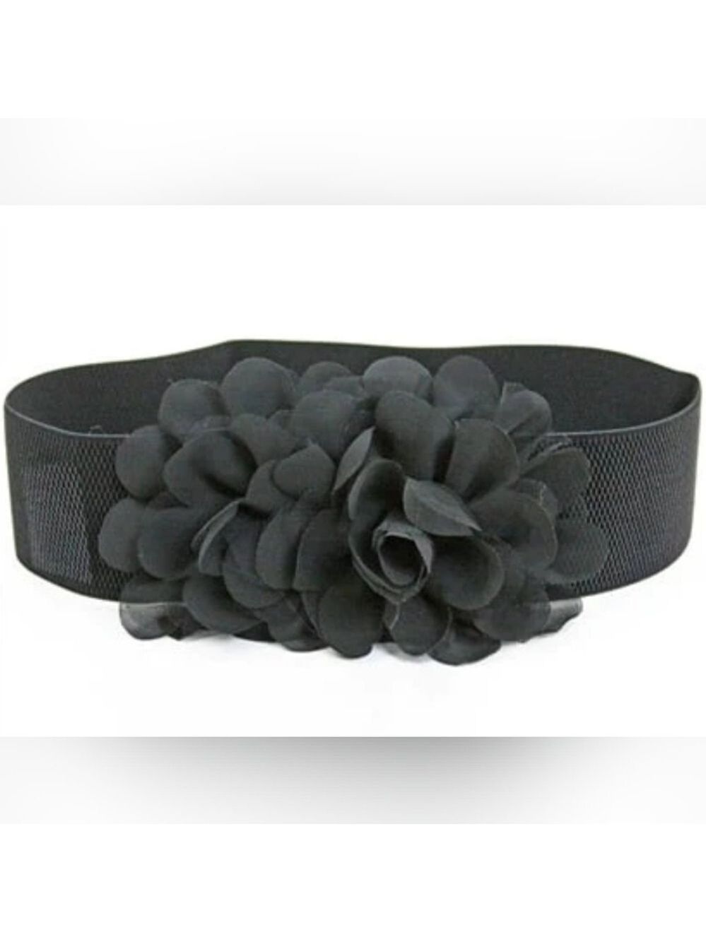 TRÏBE Flower accent elastic snap belt corset black NWT